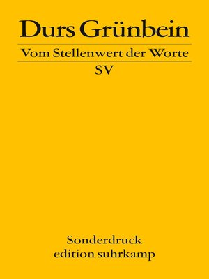 cover image of Vom Stellenwert der Worte